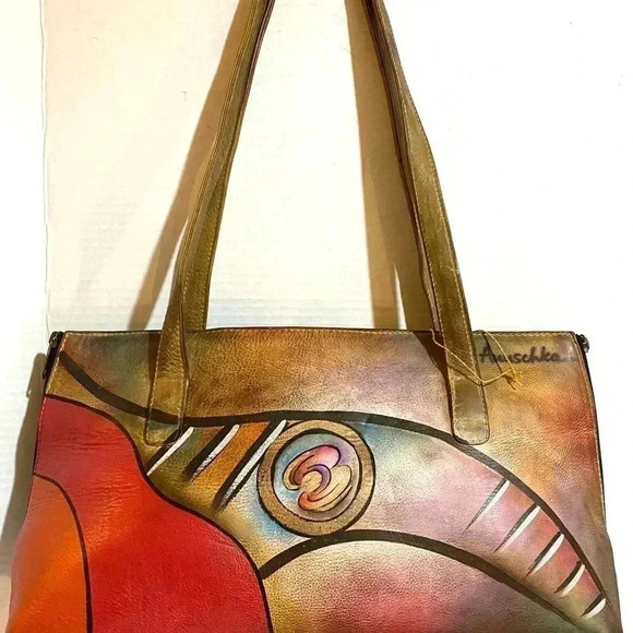 Anuschka hand painted multicolor leather shoulder - Picture 7 of 8